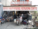 Motorcycle repair shop in Pokhara