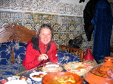 Cecilia enjoying a Tajine, Meknes